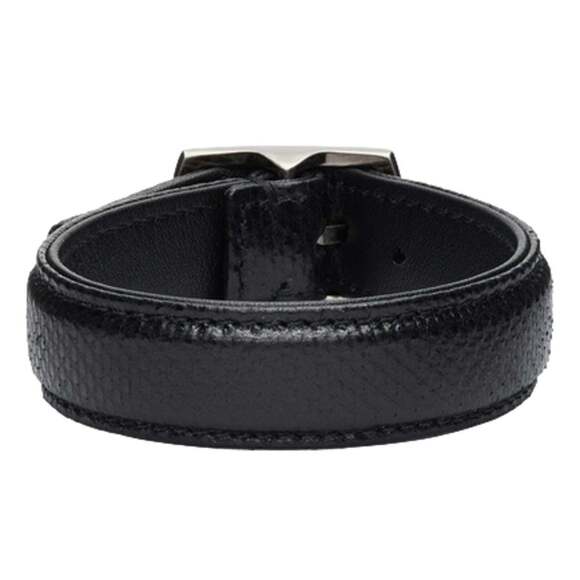 Saint Laurent Black Leather Snake Embossed Buckle - Picture 3 of 4